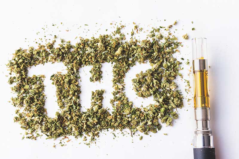 thc vs cbd; thc acronym in marijuana shake
