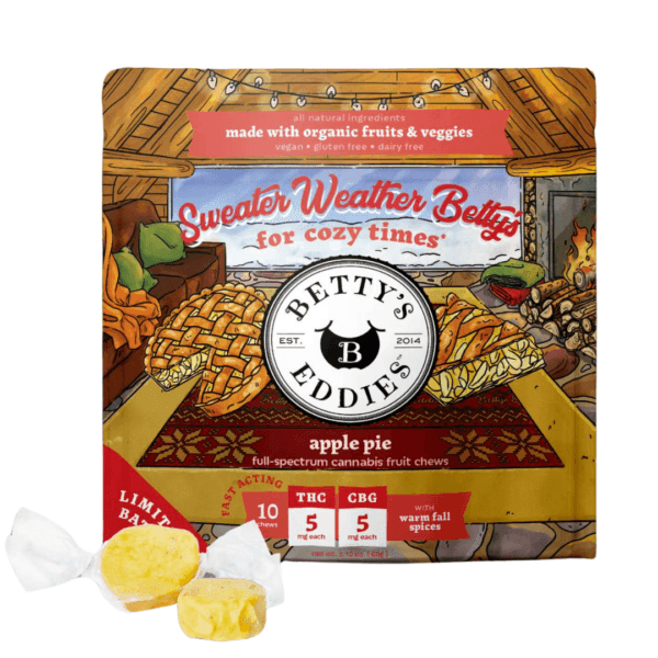 Apple Pie | Fruit Chews | THC: 50mg CBG: 50mg | 1:1 Strain | Bettys Eddies