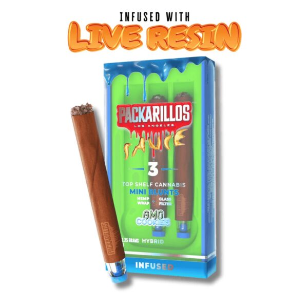 GMO Cookies - PACKARILLOS 3pk - Live Resin Infused Blunts Strain | PACKS