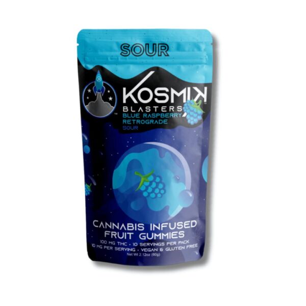 Sour Blue Raspberry Retrograde - Vegan Gummies - 100mg Strain | Kosmik