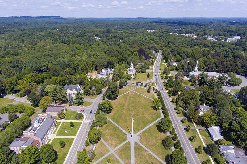 | rolling releaf cannabis delivery service framingham ma - photo: Aerial view of Framingham Centre Common Historic District in Framingham, Massachusetts, USA.