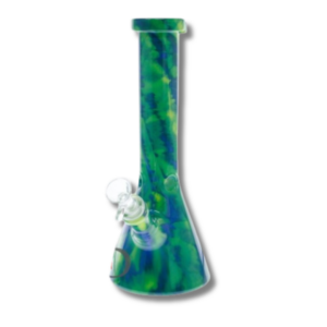 10 inch Water Pipe Beaker - Tie Dye/Marble - Green/Blue Strain | Right Choice