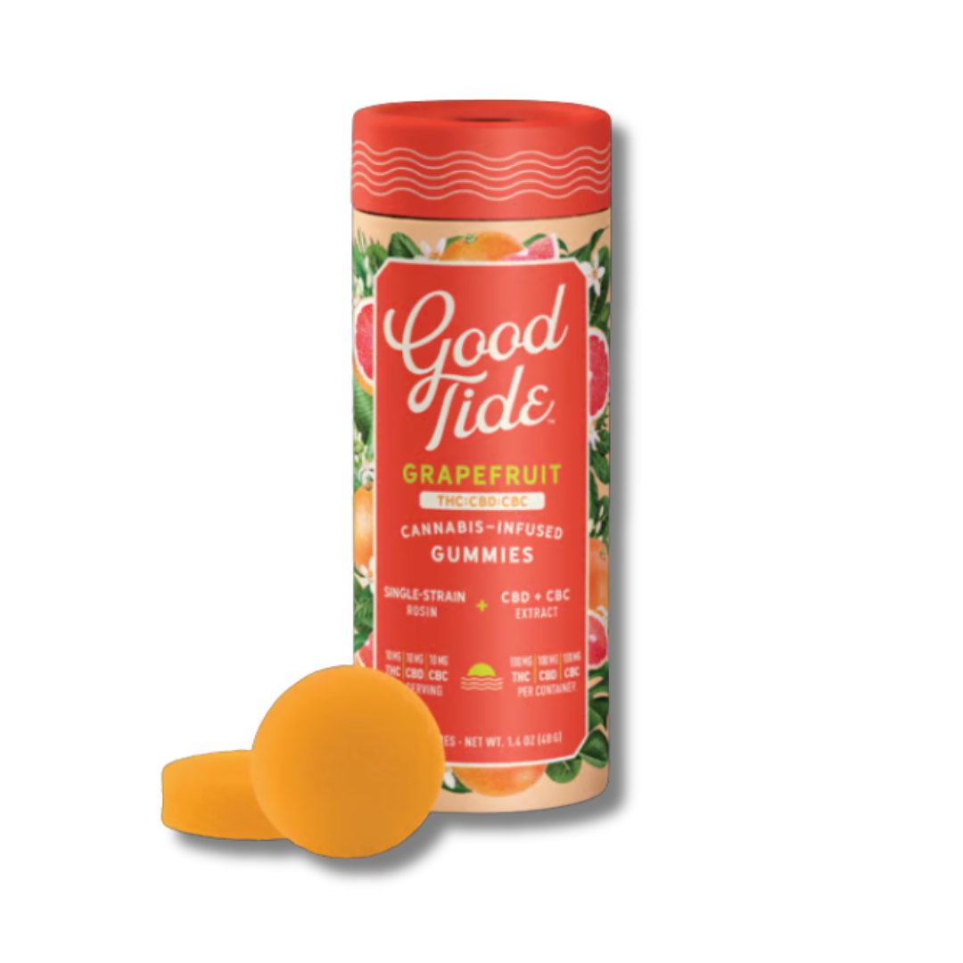 Grapefruit | Hash Rosin Gummies | 100mg THC : 100mg CBC : 100mg CBD Strain | Good Tide